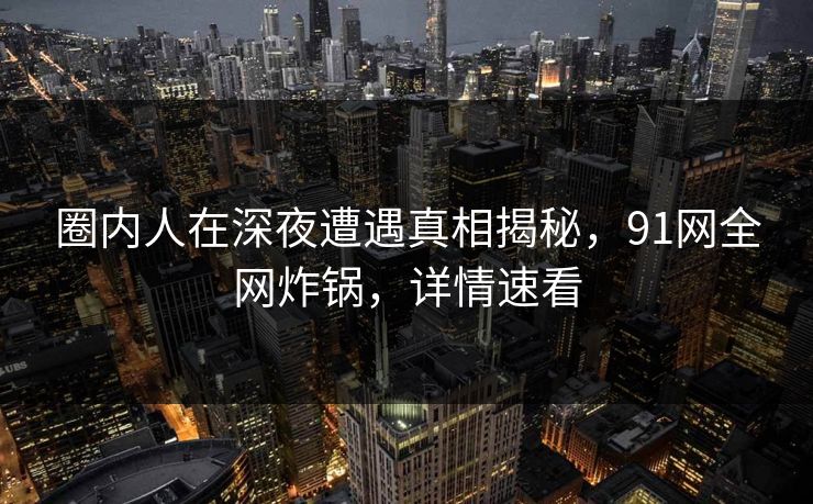 圈内人在深夜遭遇真相揭秘，91网全网炸锅，详情速看
