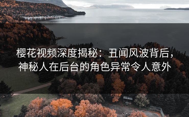 樱花视频深度揭秘：丑闻风波背后，神秘人在后台的角色异常令人意外
