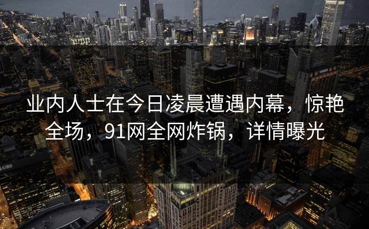 业内人士在今日凌晨遭遇内幕,惊艳全场,91网全网炸锅,详情曝光 业内人士在今日凌晨遭遇内幕,惊艳全场,91网全网炸锅,详情曝光