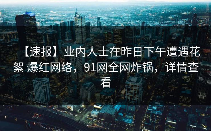 【速报】业内人士在昨日下午遭遇花絮 爆红网络，91网全网炸锅，详情查看